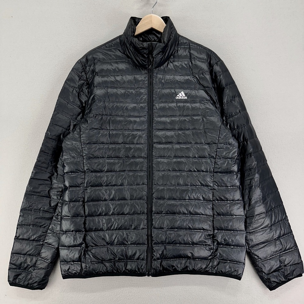 adidas Varilite Down‎ Jacket Mens Large Black Full-Zip Puffer Lightweight Basics